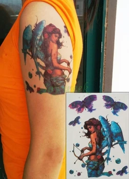 Водонепроницаемая временная татуировка наклейка большого размера татуировка ангела, бога любви, Эроса, флэш-тату, поддельные татуировки для женщин, девушек