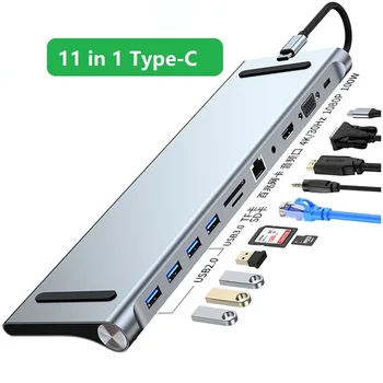 Док-станция для ноутбука Type C USB C Dock HDMI-совместимый адаптер VGA USB-концентратора VGA для MacBook HP Dell XPS Lenovo ThinkPad Asus