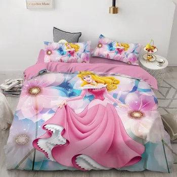 3D Disney Белоснежка Принцесса Белль, комплект постельного белья, Пододеяльник, милый аниме Односпальный комплект постельного белья размера 