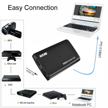 Ezcap266 4K 30FPS HDMI Loop USB 3.0 Карта Видеозахвата 1080p Коробка Для Записи Игр Микрофонный Вход для Видеокамеры PS4 HD Камера Прямая Трансляция