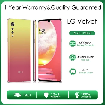 LG Velvet 5G 6 + 128 ГБ 6,8 дюймов с одной/двумя sim-картами отремонтирован-оригинальный разблокированный Wi-Fi Дешевый сотовый телефон Бесплатная доставка