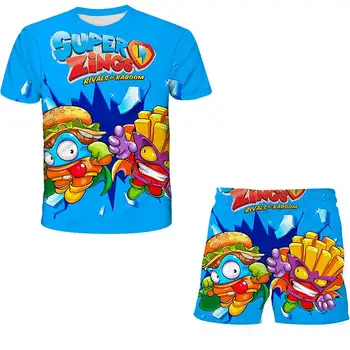 Детские комплекты с принтом аниме Super Zings3D, модные футболки, пляжные шорты, купальники, футболки, топы, спортивная одежда для мальчиков и девочек в стиле харадзюку, костюмы