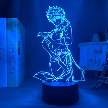 Аниме Светодиодная лампа Food Wars Shokugeki No Soma для декора спальни Ночник Манга Подарок для детской комнаты на день рождения Аниме 3D лампа