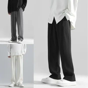 1 шт. костюмные брюки в японско-американском стиле со средней талией, мужские летние повседневные свободные прямые широкие брюки, подарок для мальчика