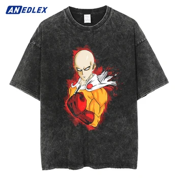 Модная винтажная летняя футболка с коротким рукавом, мужская уличная одежда в стиле хип-хоп, футболка с принтом японского аниме, хлопковые повседневные футболки