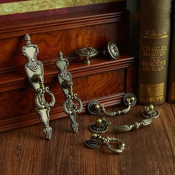 Ручки ящиков из античной бронзы и цинкового сплава, ручки для мебели, Кухонный шкаф, Дверные ручки в стиле Ретро