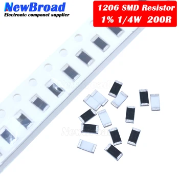 100ШТ 1206 SMD резистор 1% 200 Ом чип-резистор 0,25 Вт 1/4 Вт 200R 201
