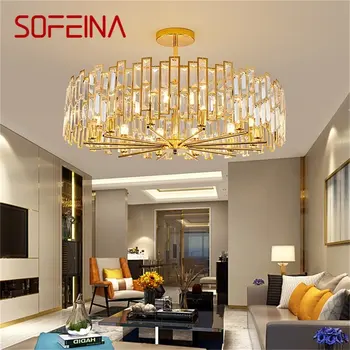 Люстры SOFEINA Gold Современная подвесная лампа из хрусталя в виде ветки, домашняя светодиодная лампа для украшения столовой