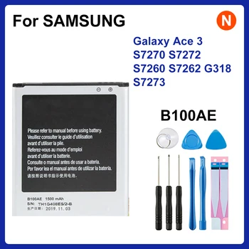 Оригинальный Аккумулятор B100AE 1500 мАч Для Samsung Galaxy Ace 3 S7270 S7272 S7260 S7262 G318 S7273 Аккумулятор Мобильного Телефона
