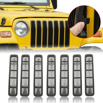 7 шт. Вставки в сетчатую решетку радиатора для Jeep Wrangler TJ & Unlimited 1997-2006