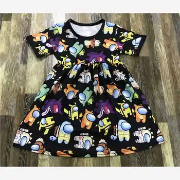 Модный бутик детской одежды, платье для девочек с мультяшным принтом, Прямая продажа, Детская юбка 55