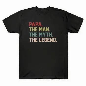 Мужская футболка Papa The Man The Myth The Legend хлопковая черная футболка с темно-синим дизайном