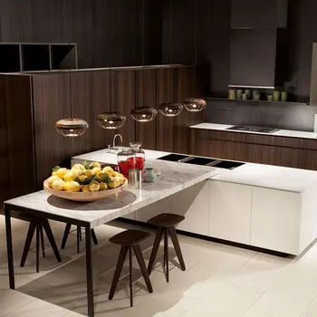 Кварцевый кухонный остров по индивидуальному заказу для всего дома с корпусной кухонной мебелью в европейском стиле