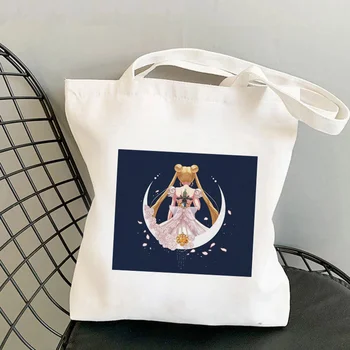Женская сумка на плечо Shopper Sailor Meow розовая Кавайная сумка Harajuku женская сумка для покупок Холщовая сумка для покупок женская сумка-тоут