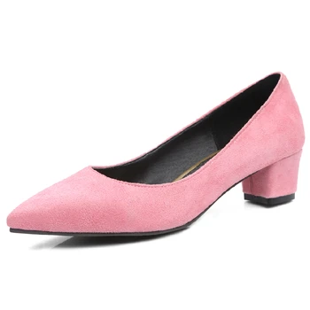 Элегантные женские туфли-лодочки на среднем каблуке, новинка 2022 года, весна, офисные свадебные туфли на каблуке телесного цвета, розового цвета, женские большие размеры 46 48