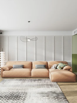 Минималистичный угловой диван, легкий роскошный фланелевый диван с технологией Nordic down.
