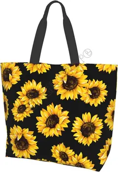 Сумка-тоут Sunflower для женщин, пляжная сумка, портативная водонепроницаемая сумка, многоразовые продуктовые сумки для путешествий, Тренажерный зал, Магазины, школа