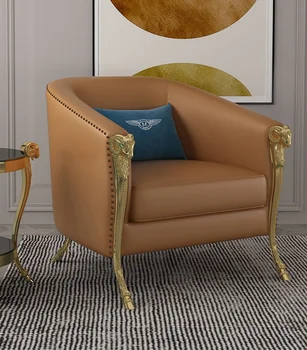 Итальянский легкий роскошный диван-кресло для отдыха персонализированный дизайнерский стул с овечьей головой, одноместный кожаный диван, Клубное кресло для отдыха, диван