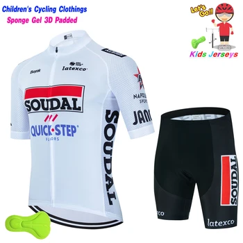 Новый комплект из джерси для велоспорта Quick Step 2023 для детей с коротким рукавом, Детская Дышащая Велосипедная одежда, Летняя Велосипедная одежда для мальчиков, Спортивный костюм