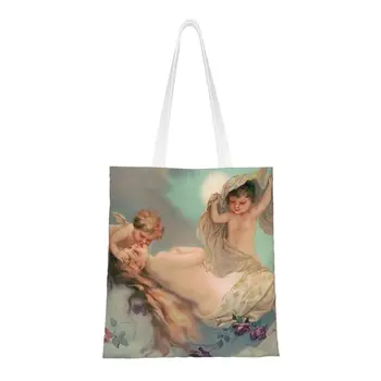 Сумки для покупок в викторианскую эпоху, женская мода, мечта о любви, холщовая сумка для покупок через плечо, сумки большой емкости.