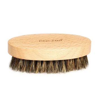 Щетка для бороды из щетины кабана, Круглая деревянная расческа для бритья, Массаж лица, Щетка для усов ручной работы