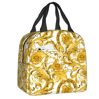 Роскошные европейские сумки для ланча с цветочной изоляцией в стиле ретро для женщин, Сменный холодильник, термос для еды, ланч-бокс для кемпинга и путешествий