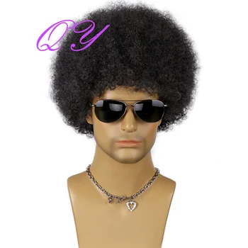 Синтетический мужской парик в стиле афро, высококачественные короткие черные большие парики в стиле афро для ежедневного использования африканцами или на вечеринках