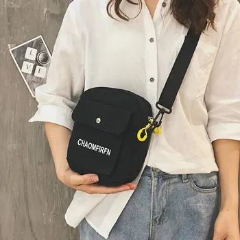 2021 Модные холщовые женские сумки, однотонная повседневная сумка через плечо, уличная сумка на молнии, сумка-мессенджер для девочек, прямая поставка
