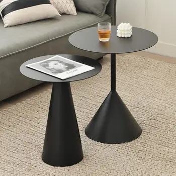 Круглый металлический столик для салона, кофейный столик в скандинавском стиле, черный каркасный кронштейн, центральный стол для гостиной, спальня, современный дизайн, настольная мебель для дома