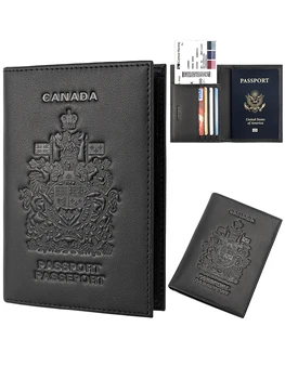 Держатель для паспорта Канады, дорожный кошелек с RFID-блокировкой, чехол для путешествий из натуральной кожи