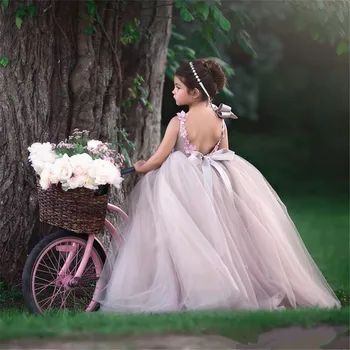 Платья для девочек-цветочниц, принцесса, Пышный многоуровневый тюль, детская свадебная вечеринка, платья на День рождения, платья для первого причастия