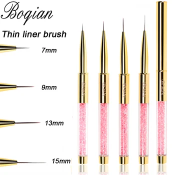 BQAN Gold Кисть для тонкой подводки, кисть для ногтей, ручка для рисования УФ-гелем, Акриловая кисть для рисования ногтей, Розовая ручка со стразами, инструмент для нейл-арта.