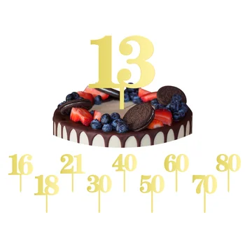 С Днем Рождения 13 16 18 21 30 40 50 60 70 80 Номер акрилового торта, украшение торта для вечеринки по случаю дня рождения, украшение дня рождения
