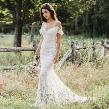 Nicolle Eden, свадебные платья с открытыми плечами, кружевные аппликации, вечернее платье невесты на бретельках, Vestido De Casamento, сшитое на заказ.