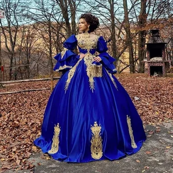 Традиционные вечерние платья королевского синего цвета С длинными рукавами, бальное платье в форме сердца, платье для выпускного вечера, одежда для вечеринок, Vestidos De La Celebridad