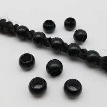 10шт-30шт черные Вязаные крючком детские женские Косы для волос dread dreadlock бусины кольца трубки Аксессуары Для волос отверстие около 6,9 мм