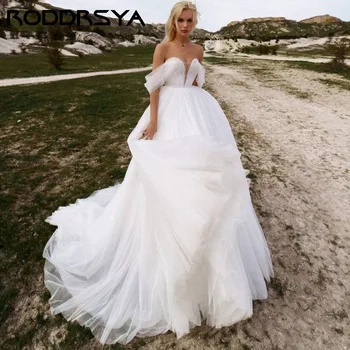 RODDRSYA Романтическое свадебное платье трапециевидной формы без бретелек с открытыми плечами, сексуальное свадебное платье на шнуровке с открытой спиной, Vestido De Noiva