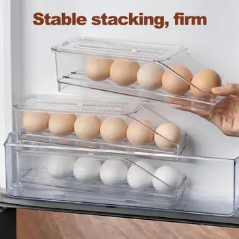 Коробка для хранения яиц Прозрачный многослойный держатель для яиц Выдвижной ящик С таймером Лоток Для яиц Холодильник Органайзер