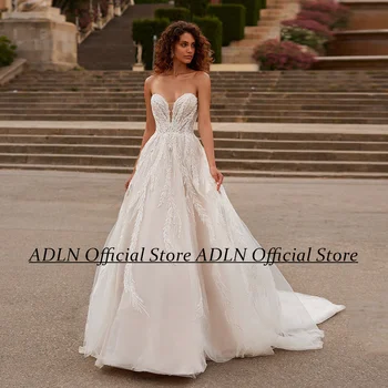 Женское свадебное платье ADLN без рукавов в виде сердца, нежная аппликация, свадебное платье трапециевидной формы, платья невесты по индивидуальному размеру