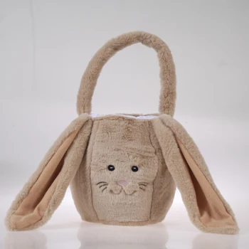 Милая корзина с пасхальным кроликом, плюшевая сумочка с длинными ушками, корзины для яиц и конфет, детская сумка-тоут с круглым дном, украшение на Пасху