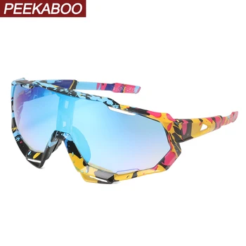 Солнцезащитные очки Peekaboo one piece в большой оправе для мужчин, спортивные аксессуары, солнцезащитные очки для вождения, винтажное ветрозащитное зеркало, синий, красный
