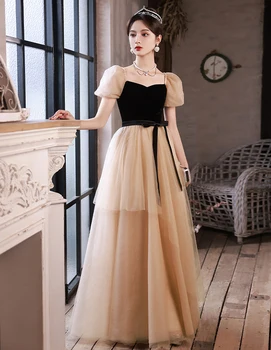 Роскошное вечернее платье Robe De Soiree 2023, вечернее платье с пышными рукавами и квадратным воротником, тюлевое вечернее платье трапециевидной формы