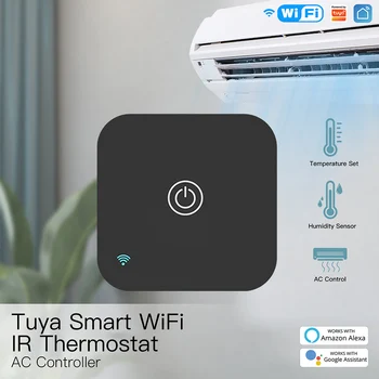 Интеллектуальный ИК-термостат, контроллер переменного тока, сенсорная кнопка, беспроводное управление, встроенный датчик температуры и влажности, Работа с Alexa Google Home