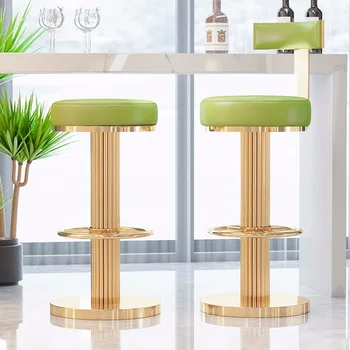 Обеденный стул зеленого дизайна Dresser, Вращающийся Офисный обеденный стул для бара, высокая кожаная мебель для дома Sillas De Comedor