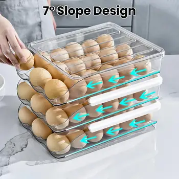 Аккуратный ящик для хранения яиц С автоматической прокруткой Классификация хранения яиц Держатель для яиц Помощник для хранения холодильника