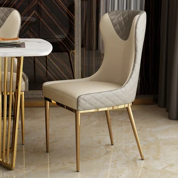 Скандинавские роскошные Современные обеденные стулья С металлическими золотыми ножками, Кожаные дизайнерские стулья с королевским акцентом, мебель для гостиной, кухонный шезлонг WK