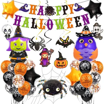 Украшения на Хэллоуин баннер Паук тыква Скелет ведьмы вешает бумажные цветные флаги страшная летучая мышь Украшение для вечеринки на Хэллоуин