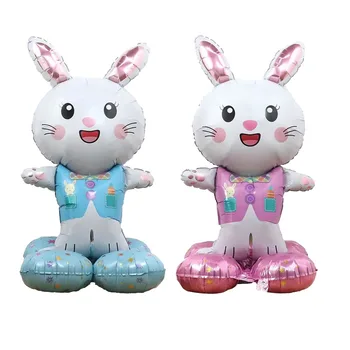 Пасхальные воздушные шары с милым кроликом, воздушные шары в форме белого Кролика, Счастливой Пасхи, Фольгированные воздушные шары для оформления Пасхальной вечеринки, Дня рождения детей