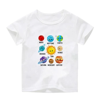 Футболка Nine Planets, детские новые летние футболки, мягкая дышащая футболка унисекс, повседневные футболки с коротким рукавом для мальчиков / девочек