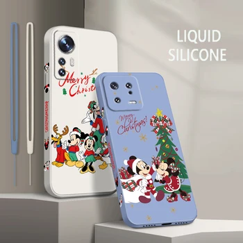 Рождественский Друг Микки Для Xiaomi Mi 13 12 12T 11 11T 10 10T 9 9SE Lite Pro Ultra A3 Жидкая Левая Веревка Мягкий Чехол Для Телефона Fundas
